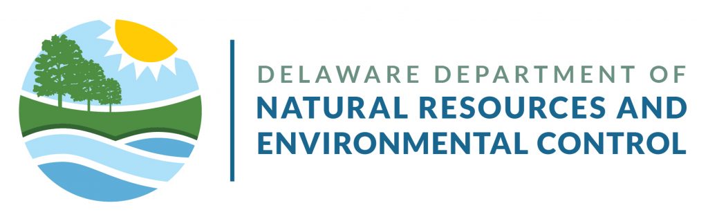 A round graphic showing stylized sun, trees, ground and water with the words Delaware Department of Natural Resources and Environmental Control to the right.